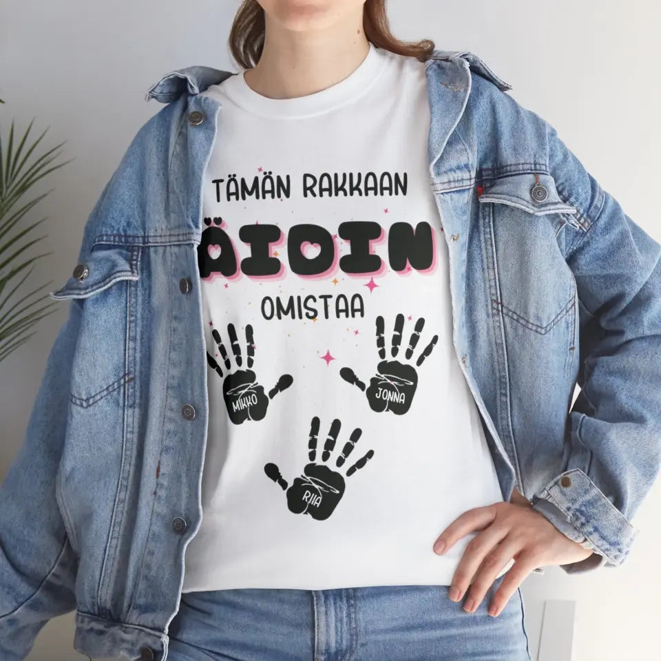 Tämän Äidin Omistaa - Personoitu T-paita Lasten Nimillä