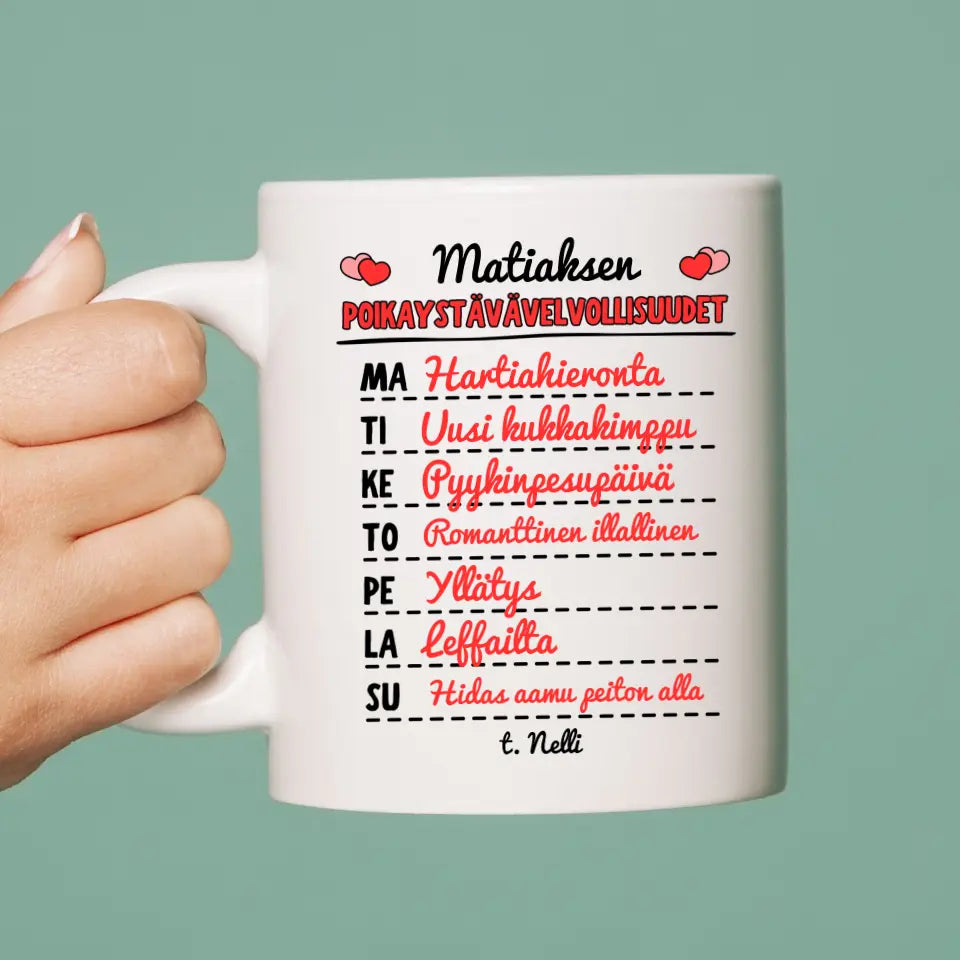 Rakkaan Velvollisuudet – Personoitu Muki Hauskaksi Parisuhdelahjaksi