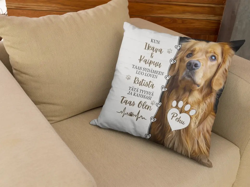 Rutista Tätä Tyynyä – Personoitu muistotyyny lemmikkisi kuvalla ja nimellä