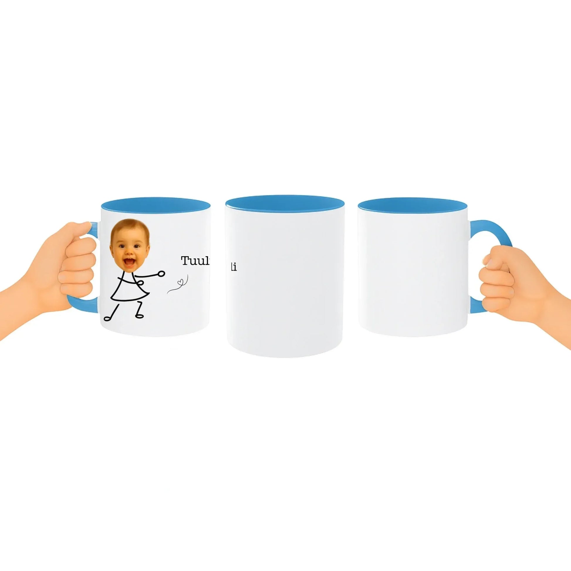 Personoitu muki isälle tai äidille lasten kuvilla, hamoilla ja nimillä - Muokkis