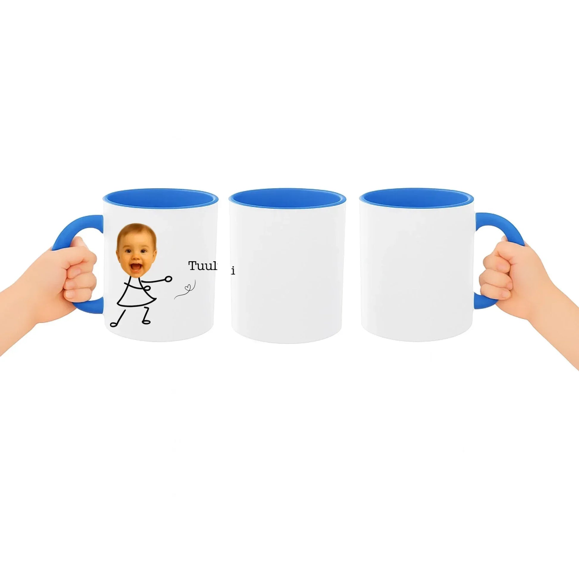 Personoitu muki isälle tai äidille lasten kuvilla, hamoilla ja nimillä - Muokkis