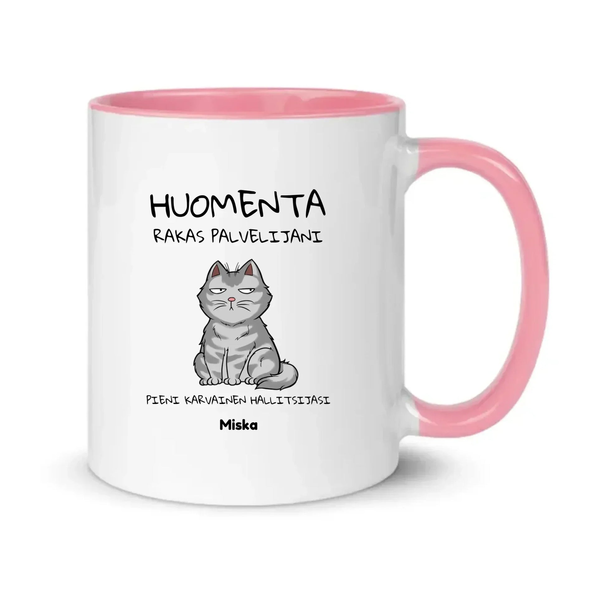 Persoonallinen kissamuki omalla kissahahmolla ja nimellä – 4 värivaihtoehtoa - Muokkis