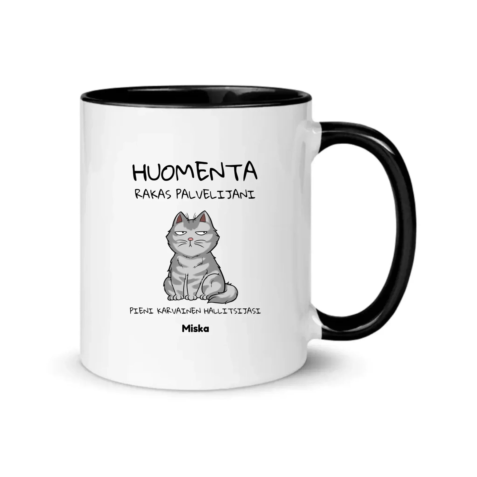 Persoonallinen kissamuki omalla kissahahmolla ja nimellä – 4 värivaihtoehtoa - Muokkis